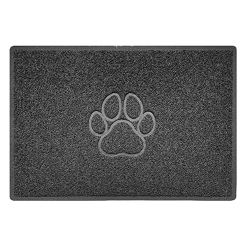 Nicoman Paw Embossed Shape Door Mat Dirt-Trapper Washable Barrier Doormat-Dark Grey (Watertight Rubber-Back)-Large (90x60cm)