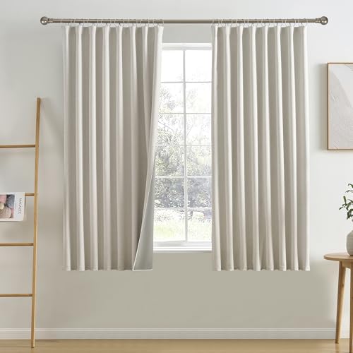 "RAIN CITY Natural Birch Blackout Curtains 78 Inch Long 2 Panel Set, Boho Farmhouse Linen Drapes for Bedroom Textured Hook Included 50"" x 78"""