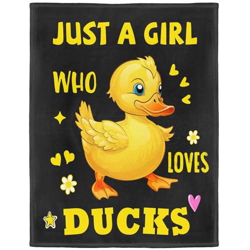 "XSMEI Duck Lover Blanket, Just A Girl Who Loves Ducks Blanket, Soft Warm Cozy Fleece Throw, Gifts for Girls Women Kids, 50""x60"", Black"