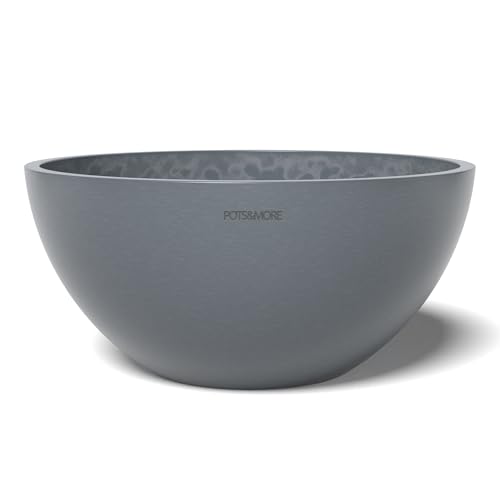 POTS&MORE UMO bowl 30 plant pot, diameter 30 cm, round design, grey, height 13.9 cm, plastic planter for indoor plants, VP313101
