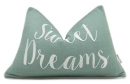 Rudransha 12x18 Sweet Dreams Lumbar Pillow Cover - Embroidered Quote Throw Pillowcase - Decorative Cushion for Couch, Sofa, Bed, Nursery, Cozy Corner - Relaxing Bedroom Accent - Light Teal