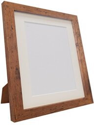 Q7 Picture Photo Frame, Rustic Oak with Ivory Mount, 20 x 16 Image Size 15 x 10 Inch, Plastic Glass