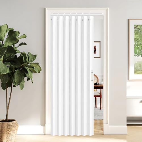 "Vatge Folding Curtains for Door, Interior Door, Wardrobe, Bedroom, Bathroom, Laundry Room, Pleated Door Curtains, 1 Panel with Tiebacks, 39"" W x 78"" L"