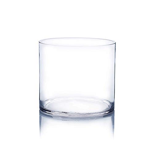 "WGV Cylinder Vase, Open Width 6"", Height 6"", Clear Glass Floral Container, Candle Holder for Wedding Centerpiece, Party Event, Home Office Decor, 1 Piece"