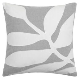 Voyage Maison Bodhi Feather Filled Cushion – 100% Cotton Abstract Leaf Appliqué Decorative Pillow (Steel - 50x50cm)
