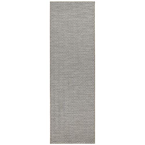 BT Carpet Nature Runner Indoor and Outdoor Loop Kitchen Runner Non-Slip Flat Weave Short Pile Wool Look Fineloop Kitchen Rug for Hallway Kitchen Garden Patio Bathroom Grey 80 x 350 cm