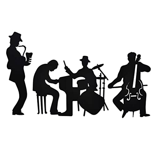Music Metal Silhouette Music Metal Wall Decoration Saxophone Wall Hanging Cello Wall Art Jazz Drum Wall Decoration for Living Room Bedroom Office Hanging Wotieuns