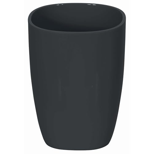 Spirella Pure Toothbrush Holder Bathroom Accessories, Polystyrene, 10 x 7.5 x 7.5 cm, Polystyrene, Black, 10 x 7.5 x 7.5 cm