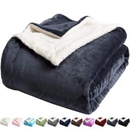 LBRO2M Sherpa Bed Blanket Twin Size Super Soft Fuzzy Plush Warm Cozy Fluffy Microfiber Couch Throw Velvet Fleece Double Reversible Luxurious Blankets (Dark Grey, Twin(65x90 Inches))