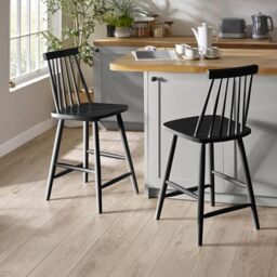 Julian Bowen Alassio Bar Stool, Solid Wood, Black - H112 x W49 x D53cm