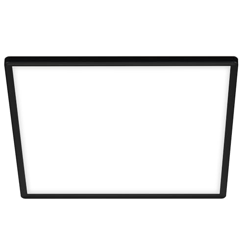 BRILONER Leuchten 7158-415 LED Panel Ceiling Light with Backlight Effect 22 Watt 3000 Lumen 4000 Kelvin White/Black Square 42 x 42 cm