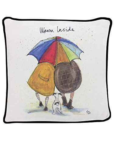 Sam Toft Cushion, 40cm x 40cm Square, 100% Cotton with Duck Feather Pad (Warm Inside Design) - Official Merchandise