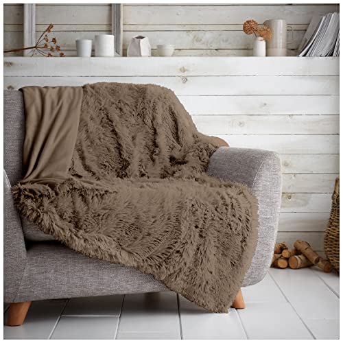 Gaveno Cavailia Hugg and Snugg Teddy Fleece Sofa Bed Blanket, Super Soft Fluffy Easy Care Decorative Throw, Cosy Warm Settee ThrowOver, Double 150x200 cm, Mink