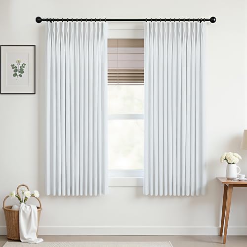 Mrs.Naturall White Short Blackout Curtains 42x54 Inches Long for Bathroom Kitchen