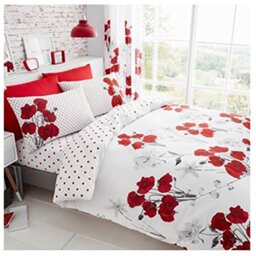 GC GAVENO CAVAILIA Luxurious Poppy Bed Set with Duvet Cover and Pillow Cases, Polyester-Cotton, [ Red - King ]