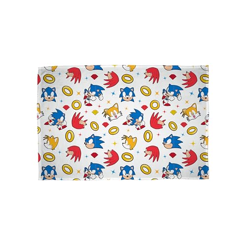 Sonic The Hedhehog Official Fleece Throw Blanket - Super Soft, Sonic the Hedgehog Design - Warm Super Soft Feel White Throw - Perfect for Home, Bedroom, Sleepovers & Camping - Size 100 x 150cm