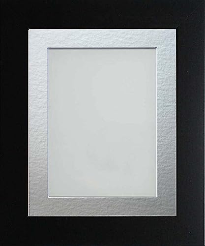 Frame Company Watson Matte Black Picture Photo Frame fitted with Perspex, 8x6 inch with Silver Mount for image size 5x3 inch