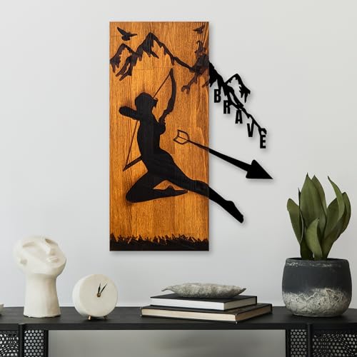 Elegant Decorative Wooden Wall Accessory, Walnut & Black, 41.5 x 58 x 3 cm, 100% Wood (3 cm) & Metal (1.5 mm), Unique Design for Stylish Home Decor
