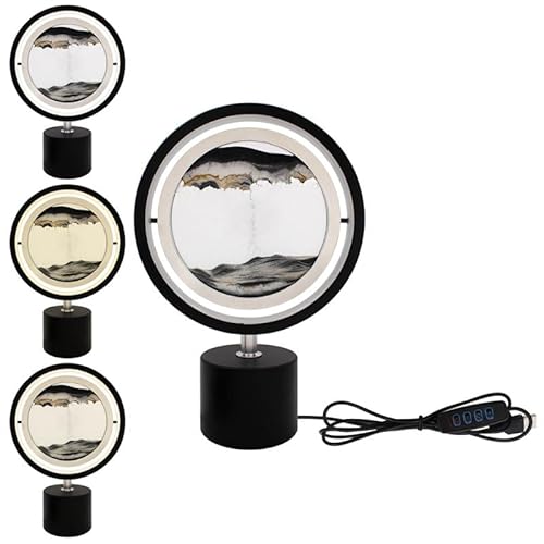 Lesser & Pavey Quicksand Lamp with Light for Decor - Rotatable Moving Sand Art Lamp for Night Light - Artistic Gift for Home Decor & Desk Lamp – Quicksand Lamp Black & White