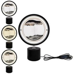 Lesser & Pavey Quicksand Lamp with Light for Decor - Rotatable Moving Sand Art Lamp for Night Light - Artistic Gift for Home Decor & Desk Lamp – Quicksand Lamp Black & White