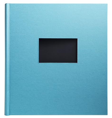 Exacompta - Ref 16088E - 1 Pop'N Co book photo album - 300 photos - 60 black pages - format 29 x 32 cm - fabric cover colour Cyan - with personalisation window