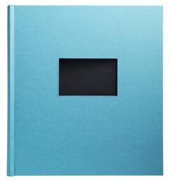 Exacompta - Ref 16088E - 1 Pop'N Co book photo album - 300 photos - 60 black pages - format 29 x 32 cm - fabric cover colour Cyan - with personalisation window