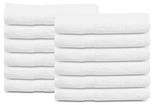 GOLD TEXTILES 24 PCS New White 20X40 Cotton Blend Economy Bath Towels Soft & Quick Dry Salon Hair Towel-Gym Towel (2 Dozen)