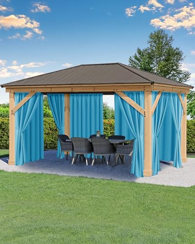 Outdoor Curtains for Patio Waterproof Rod Pocket 4 Pcs 54x84 Inch Teal - Weatherproof Privacy Screens, Built-In Top Slots, Multipack Shading Ideal For Porch, Gazebo, Backyard Or Balcony