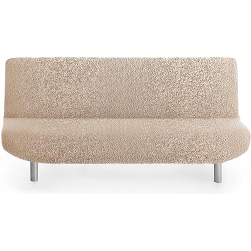 ECOMMERC3 - Bi-elastic 3 Seater Sofa Bed Cover - Super Elastic Beige Protector Sofa Cover for Clic Clack Sofas, Book and Futon