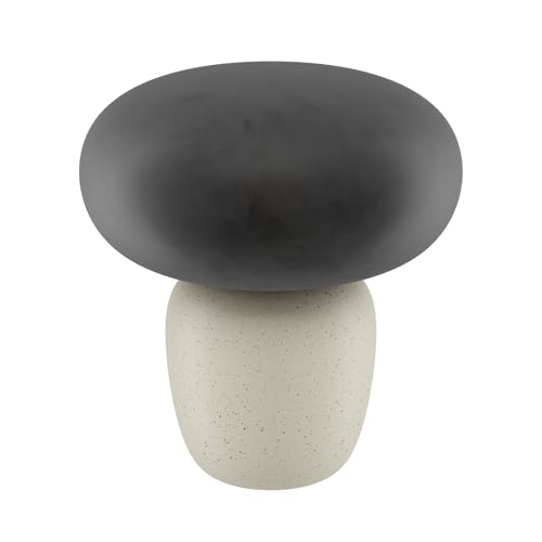 Eglo Table lamp Cahuama, Bedside Light with Glass Shade, Ceramic Living Room and Bedroom Lighting, White and Grey Smoked Glass, E27 Socket, 30 cm Tall