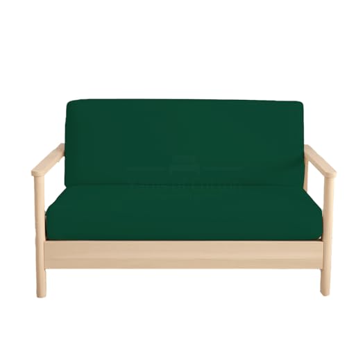 Queen Size Armless Futon Covers - 100% Cotton 400 Thread-Count Futon Slipcovers - Zippered Couch Cover Sofa Bed Protector, Sleeper Sofa Cover, Machine Washable, Olive