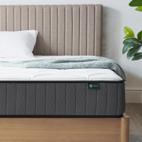 Zinus Hybrid Mattress, Memory Foam, White, Double