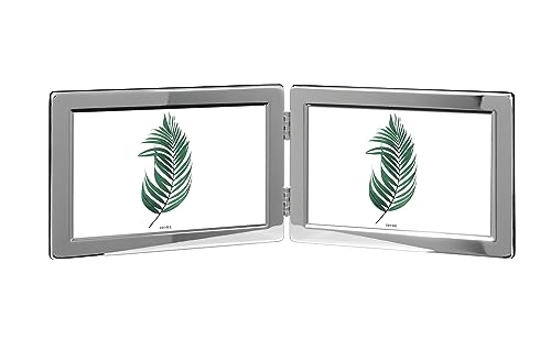 Inov8 Framing Tarnish Resistant Silver Plated Picture Frame - Narrow Edge Double Landscape Frame Design for Two Photos 4x6 Inch (10x15cm)