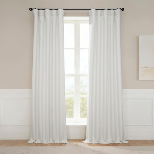 HPD Half Price Drapes Faux Linen Textured Room Darkening Curtains for Bedroom 108 Inches Long (1 Panel), 50W X 108L Curtains for Living Room Home Decor, Birch