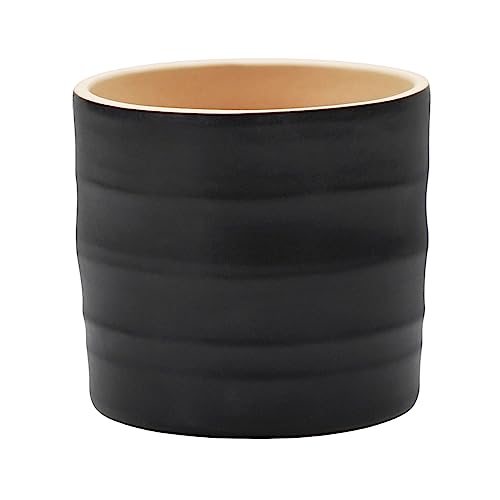 Ivyline Hadleigh Matte Finish Planter in Charcoal - Premium Quality & Waterproof - Stylish Textured Indoor Ceramic Plant Flower Pot - H15cm x D17cm
