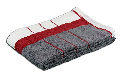 G??zze - Beach Towel, 100% Baumwolle, Berlin, Striped, 70 x 140 cm - Bordeaux/Anthracite