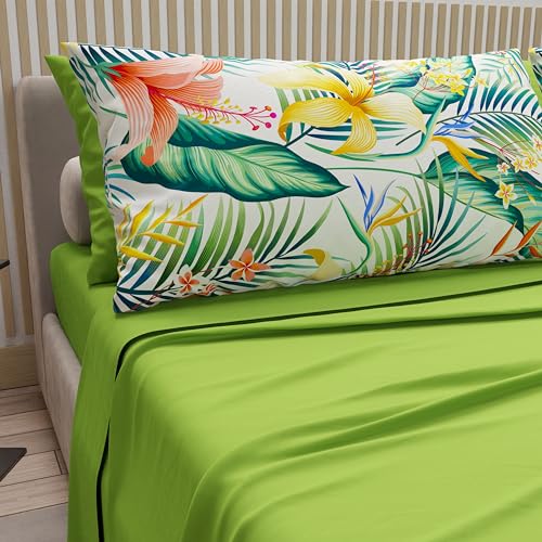 PETTI Artigiani Italiani - Cotton Sheets with Pillowcases in Digital Print, Double Bed Sheet, Havana, 100% Made in Italy