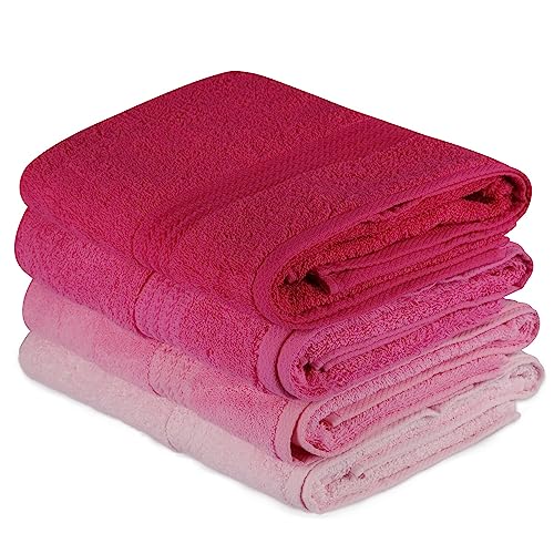 WELL HOME MOBILIARIO & DECORACIÓN Bath Towel Set (4 Piece) Light Pink, Pink, Pale Pink, Fuchsia