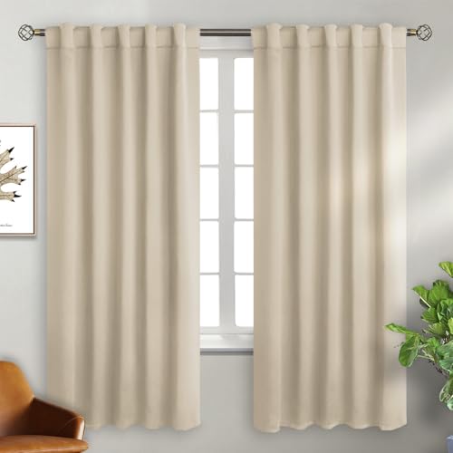 BGment Champagne 72 Inch Blackout Curtains - Thermal Insulated Rod Pocket and Back Tab Room Darkening Curtains for Bedroom/Living Room, 2 Window Curtain Panels (42 x 72 inch, Champagne)