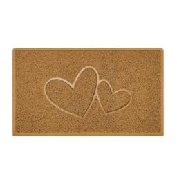 Nicoman Double Heart Embossed Spaghetti Door Mat, Indoor and Outdoor, Dirt-Trapping PVC Material, Multiple Colour Options (Beige, 75 x 44 cm)