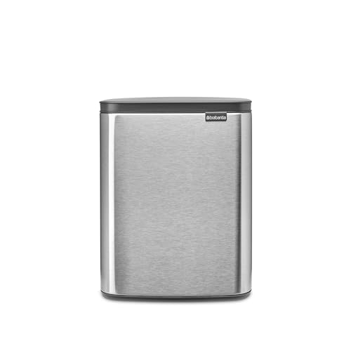 Brabantia - Bo Waste Bin 12L - Stylish & Handy Rubbish Bin - Easy Open & Soft Closing Lid - Hygienic & Space Efficient - Transport Grip - for Bathroom, Home Office & Bedroom - Matt Steel FPP
