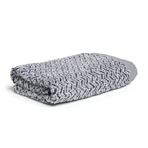 Möve Brooklyn Herringbone Hand Towel 50 x 100 cm 85% Cotton / 10% Viscose / 5% Linen Natural/Deep Sea