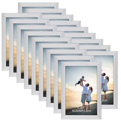 Hoikwo 18 Packs 4x6 Silver Multi Picture Frames Set for Family Photos, Artwork, Light weight Bulk 4 by 6 Frames Pack for Wall Hanging and Table, Stylish Gift Picture Frames, KYXK1846SV