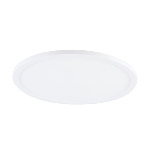 Eglo Recessed spot Light for Ceiling Fueva Flex, Ø 8.9 inches, Aluminium LED Downlight with a Plastic Luminous Surface, Flat Spotlight in White, Shallow Installation Depth 1 inch, Warm White