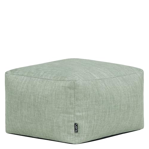 icon Amara Bean Bag Outdoor Footstool, Sage Green, 40cm x 24cm, Bean Bag with Filling Included, Garden Footstool, Foot Stool, Outdoor Pouffe