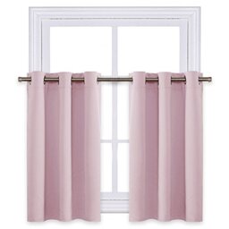 NICETOWN Room Darkening Window Treatment Valance - Thermal Insulated Energy Smart Eyelet Top Curtains for Bedroom (Lavender Pink=Baby Pink, 2 Panels, 42W by 24L + 1.2 inches Header)