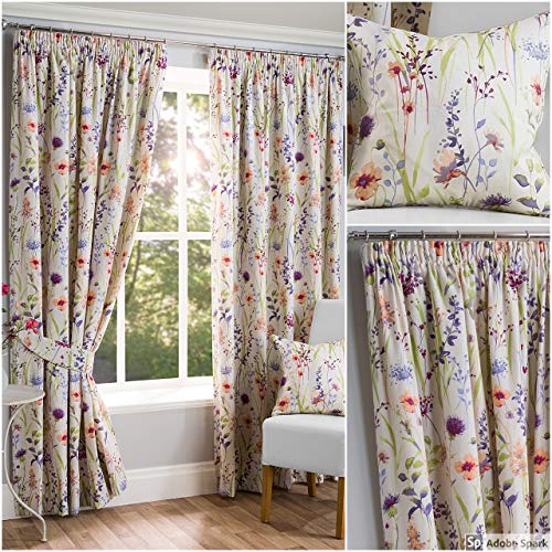 Sundour Hampshire Pencil Pleat Curtains, Half Panama Polycotton, Multi (46 x 90)