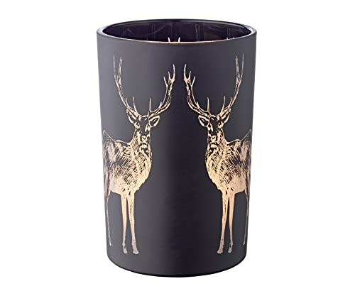 EDZARD Tealight holder stag, black glass, height 7,1 in