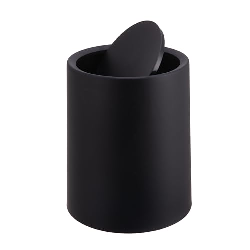 Relaxdays cosmetic bin, 6 litres, swing lid, inner bucket, matt plastic, round, black