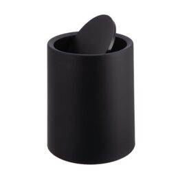 Relaxdays cosmetic bin, 6 litres, swing lid, inner bucket, matt plastic, round, black